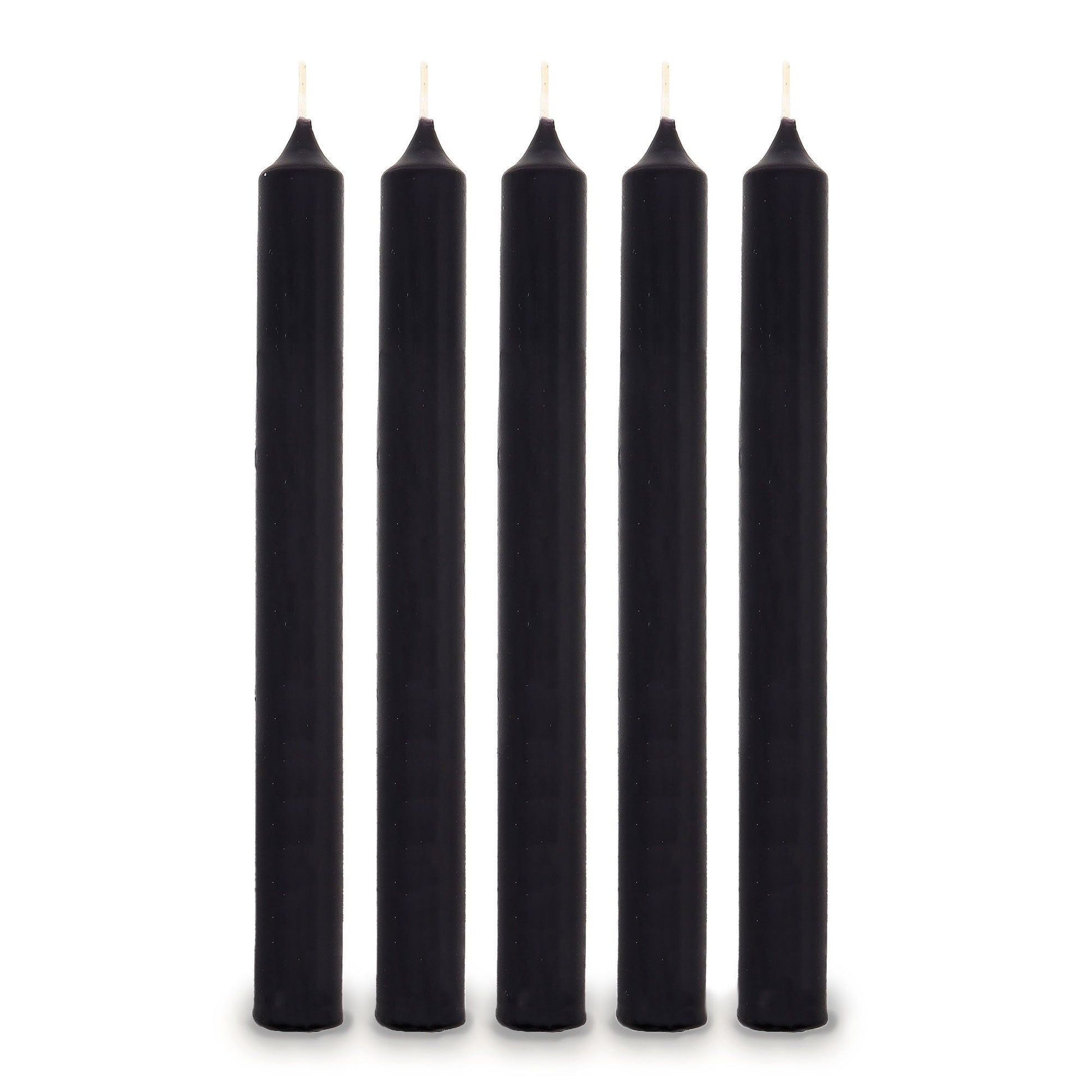 Elegant Black Dinner Candles – Bulk Pack of 100, black taper dinner candles standing upright with smooth finish