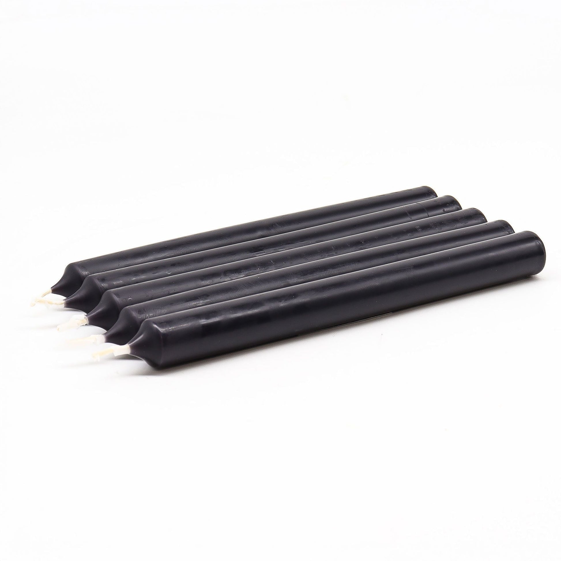 Elegant Black Dinner Candles – Bulk Pack of 100, black tapered dinner candles with smooth finish on white background