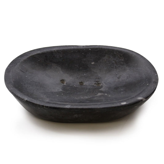 Alt Tag: Elegant Black Marble Soap Dish – 12x9x2 CM handcrafted black marble soap dish, oval design for bathroom countertop