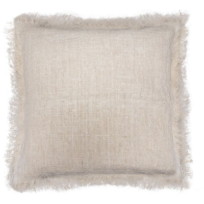 Alt Tag: Elegant franskantad bomullskudde – kuddfodral 45x45 CM i naturlig bomull med franskant, fyrkantig 45x45 cm, neutral beige