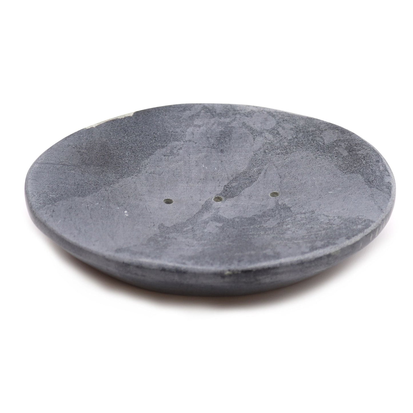 Alt Tag: Elegant Grey Soapstone Dish – 10x12CM Oval, handmade grey oval soapstone soap dish with drainage holes