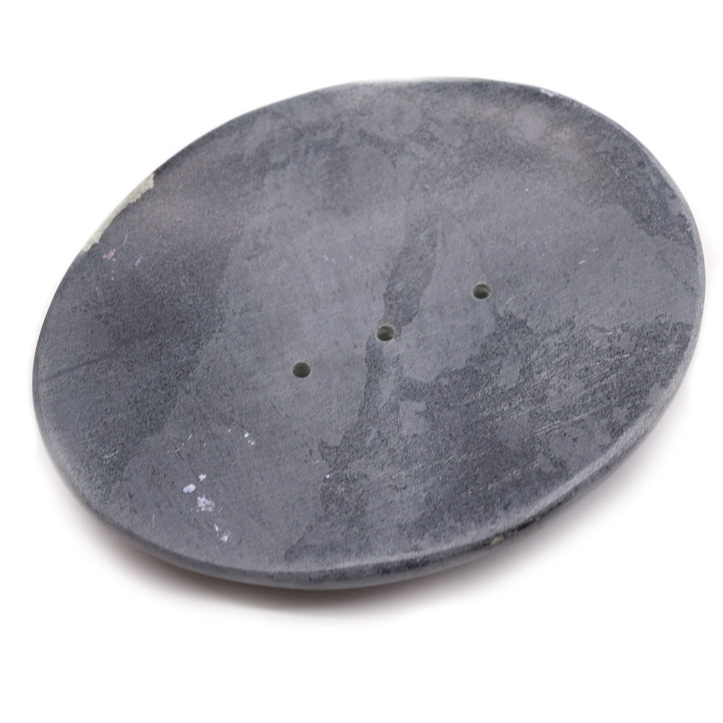 Alt Tag: Elegant Grey Soapstone Dish – 10x12CM Oval, oval grey handcrafted soapstone soap dish with drainage holes