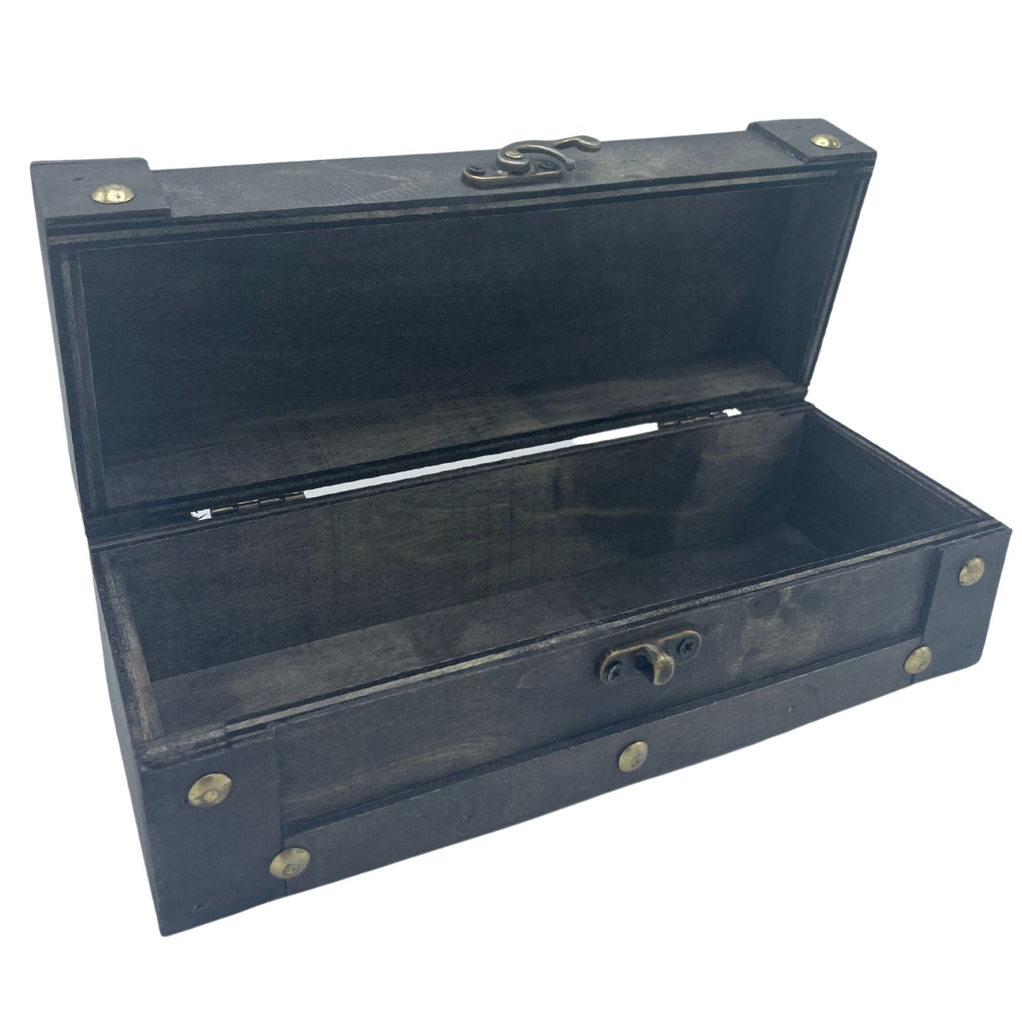 Elegant MDF Tea Chest – Grey 21.5x8.5 CM, caja para té de MDF color gris con tapa abatible y cierre metálico, estilo vintage