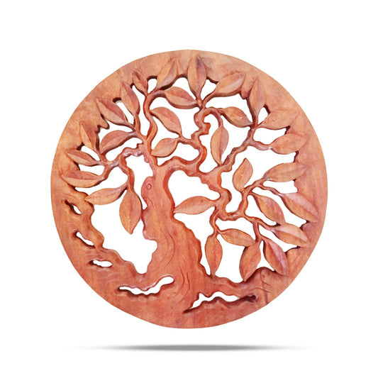 Alt Tag: Elegant Round Wooden Tree of Life Panel – 40CM round carved wooden Tree of Life wall decor panel