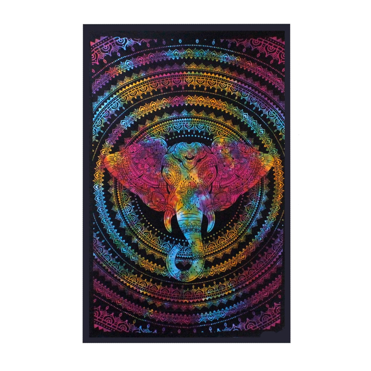 Elephant Head Cotton Bedspread – 230x200 CM colorful bohemian elephant head mandala design cotton bedspread or wall hanging