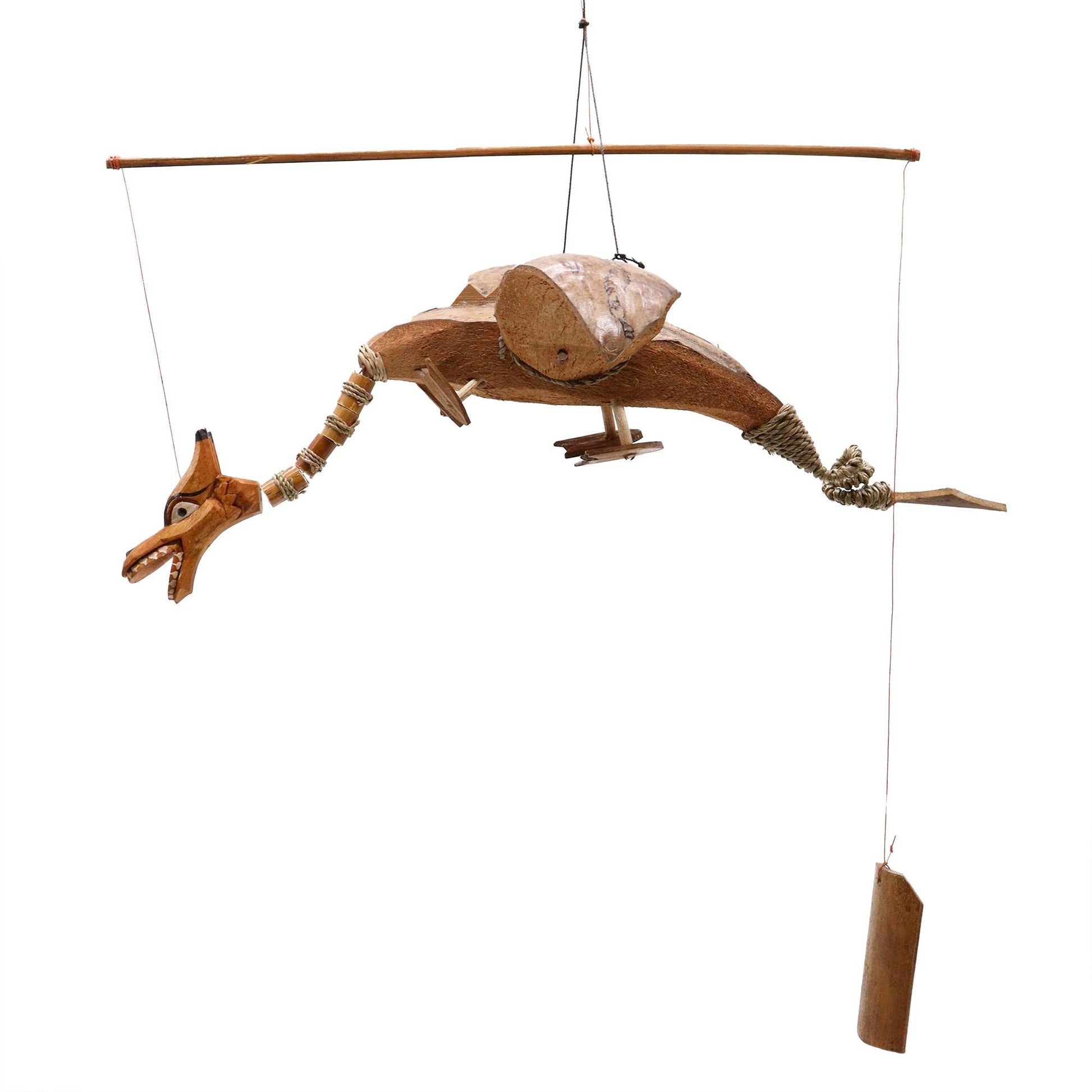 Alt Tag: Enchanting Coconut Dragon Mobile – 37 CM handmade coconut shell dragon hanging mobile, 37 cm wingspan, Indonesia craft decor