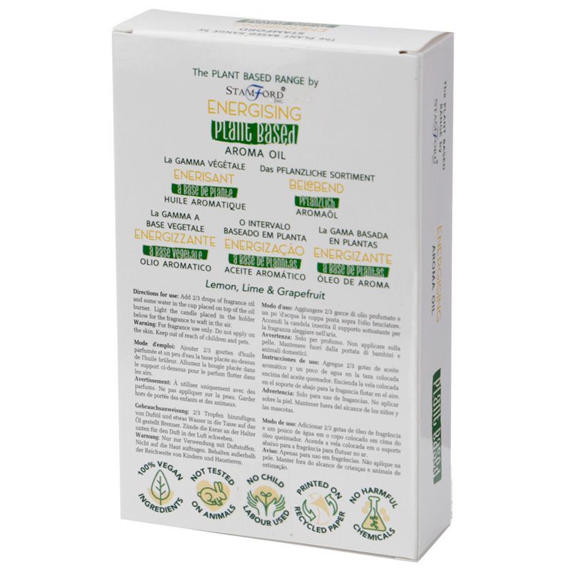 Energising Plant-Based Aroma Oil – 20 ML plant-based aroma oil box packaging, lemon, lime & grapefruit fragrance blend, 20 ml