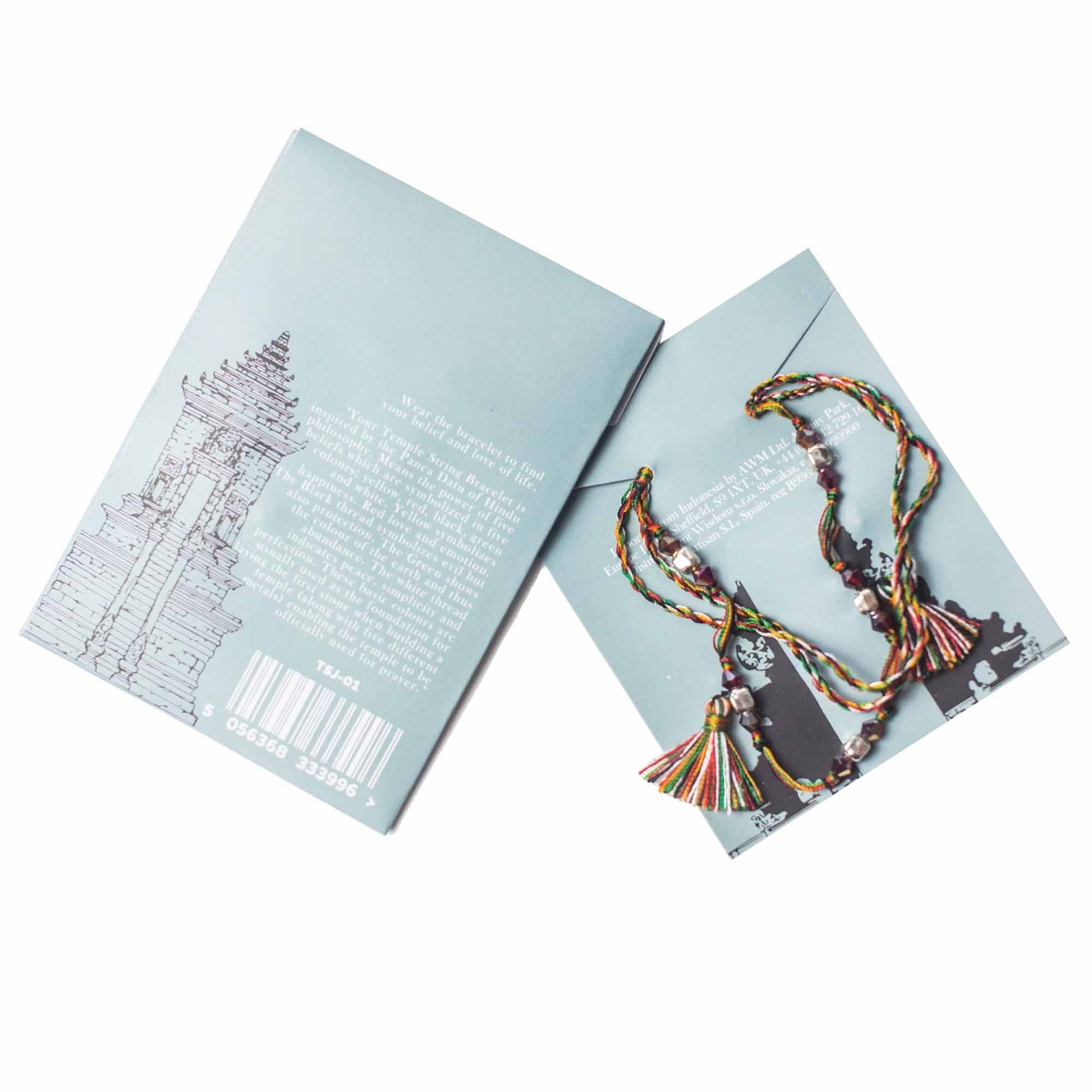 Alt Tag: Enlightenment String Bracelet – Power of Belief multicolor handcrafted temple string bracelet with tassel on product cards