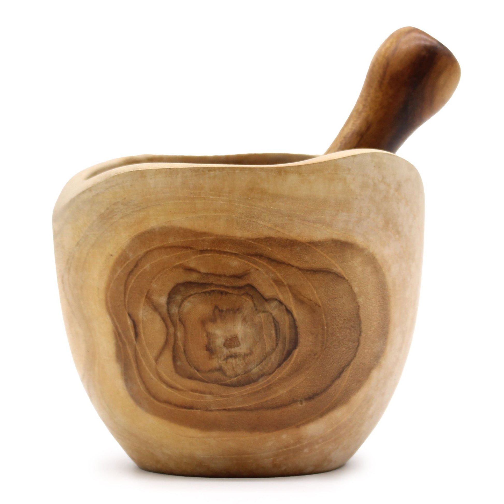 Alt Tag: Ergo Teak Pestle & Mortar – Large de madera de teca, mortero grande con mano ergonómica para moler hierbas y especias