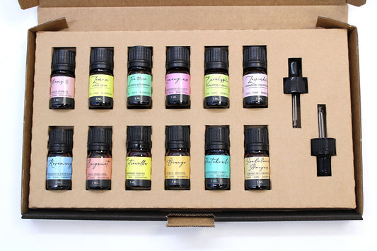 Essential Oil Gift Set – Top 12 Collection en caja, 12 frascos de aceites esenciales aromáticos con goteros incluidos