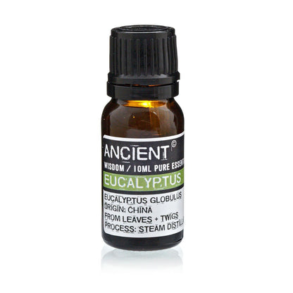 Alt Tag: Eucalyptus Essential Oil – 10ML bottle, Eucalyptus globulus steam distilled, 10ml pure essential oil with black cap