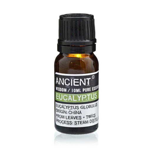 Alt Tag: Eucalyptus Essential Oil – 10ML bottle, Eucalyptus globulus steam distilled, 10ml pure essential oil with black cap