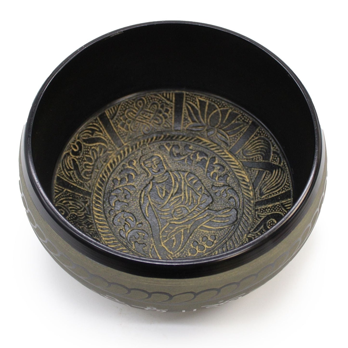 Alt Tag: Extra Loud Singing Bowl – One Buddha med Buddha-gravyr på insidan, handgjord metallskål för meditation och dekoration