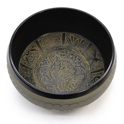 Alt Tag: Extra Loud Singing Bowl – One Buddha med Buddha-gravyr på insidan, handgjord metallskål för meditation och dekoration