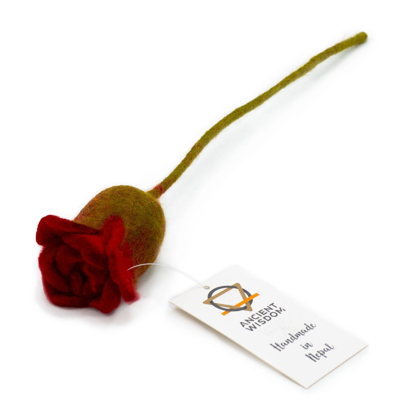 Felt Red Roses – Set of 6 Elegantly Crafted, rose roja de fieltro con tallo y etiqueta, decoración artesanal 31x5 cm