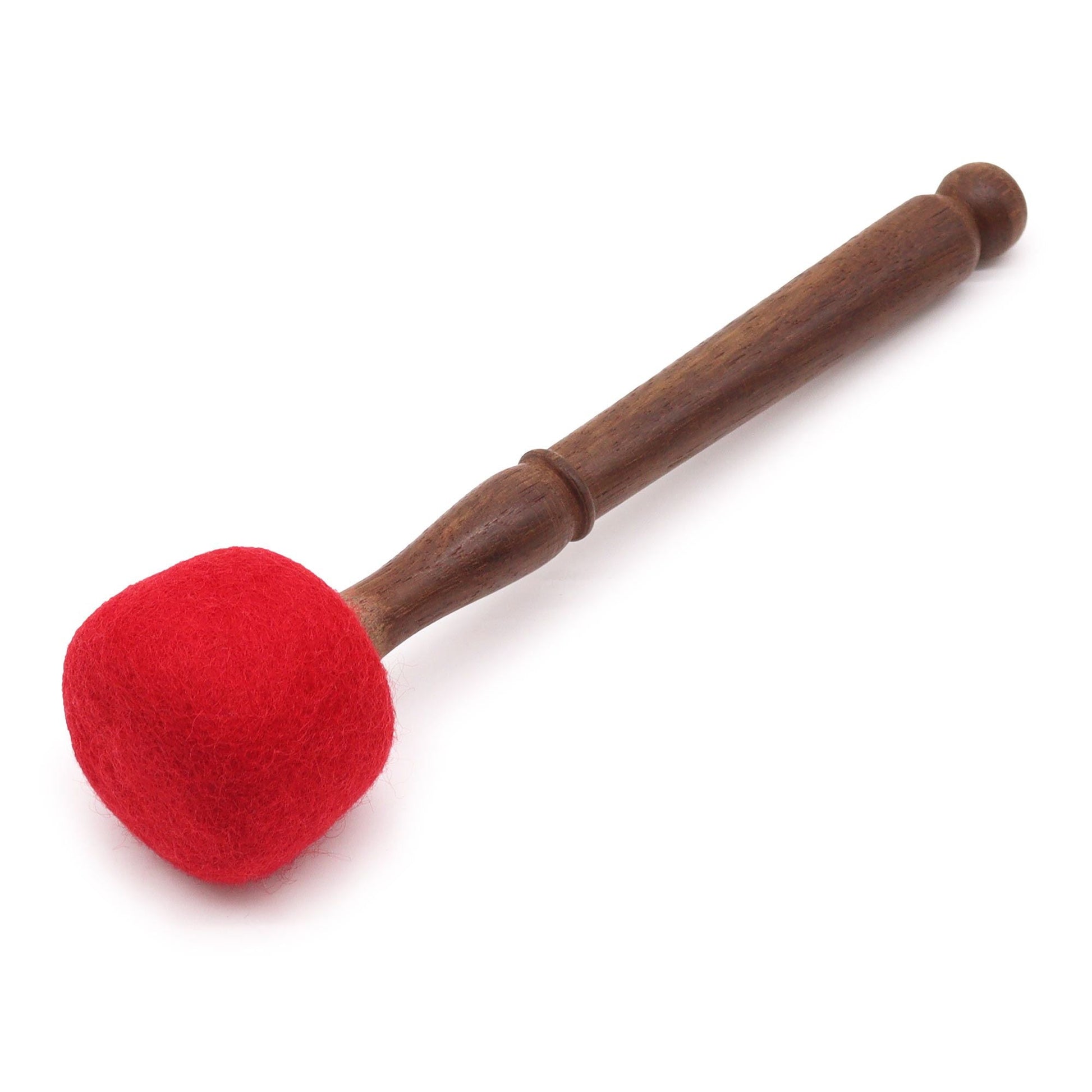 Felted Gong Stick – 23CM Luxury Accessory with red felt head and Terminalia Elliptica wood handle for gongs and singing bowls