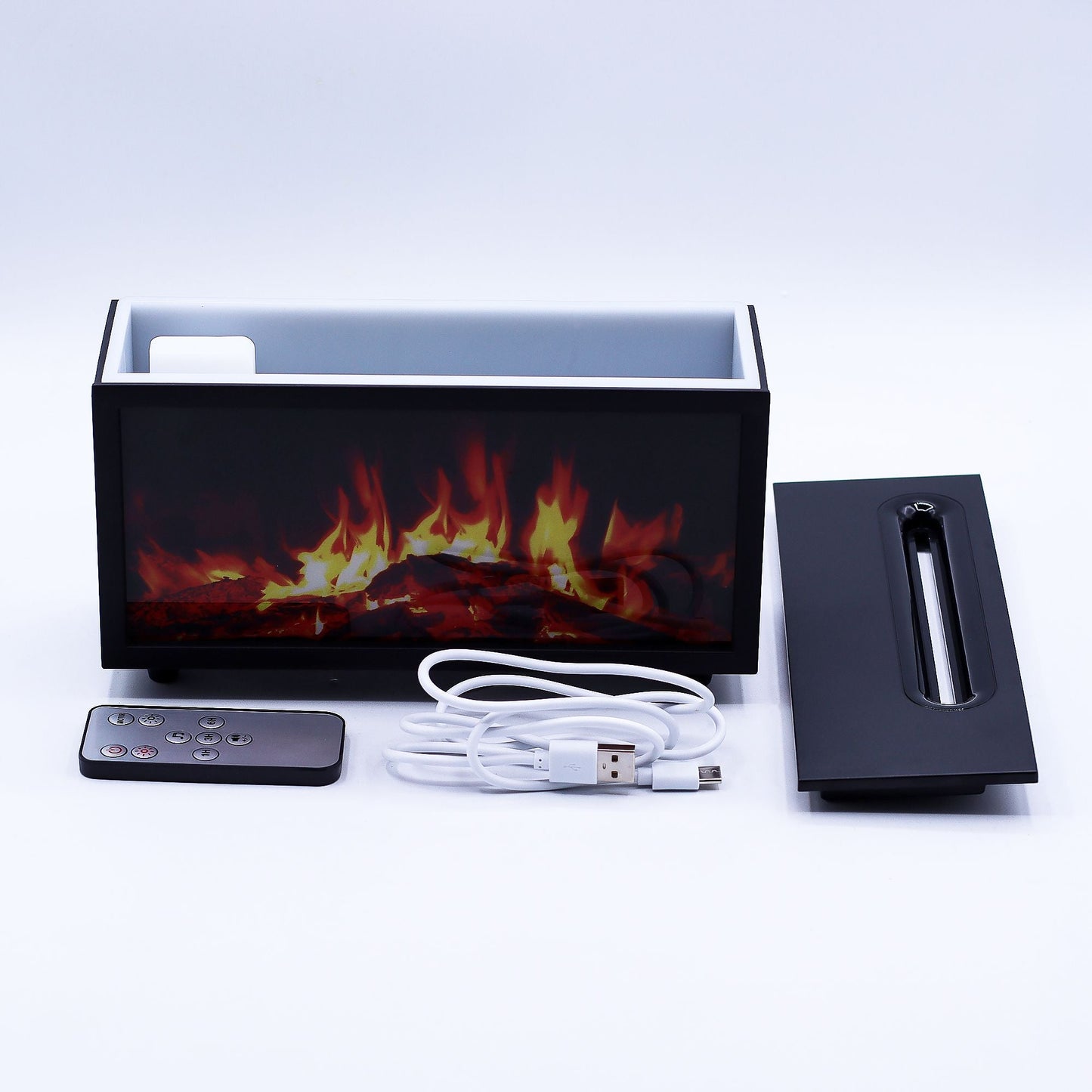 Flame Effect Aroma Diffuser with Birdsong – Black – USB – Colour Change with remote control and USB cable