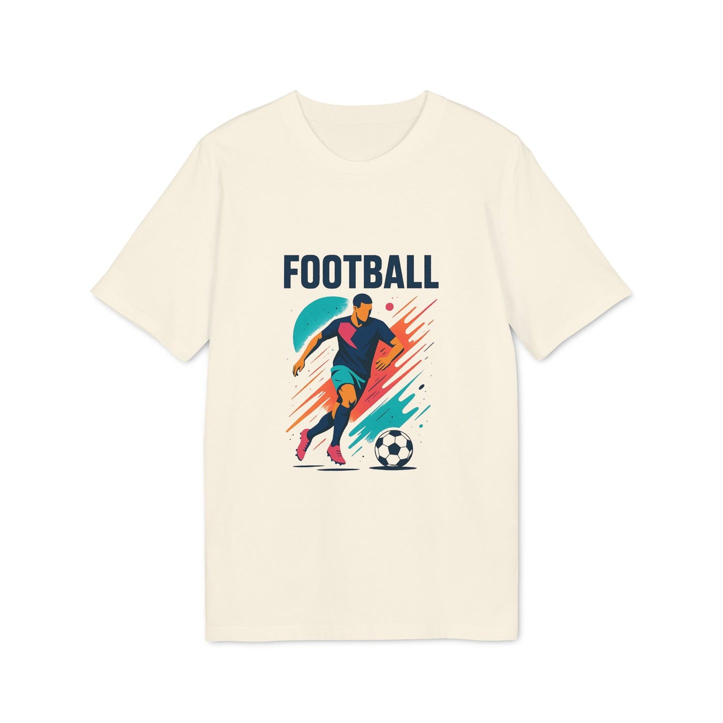 Football Football Lovers And Players Camiseta Premium Unisex con gráfico de jugador de fútbol y balón, camiseta unisex color crema