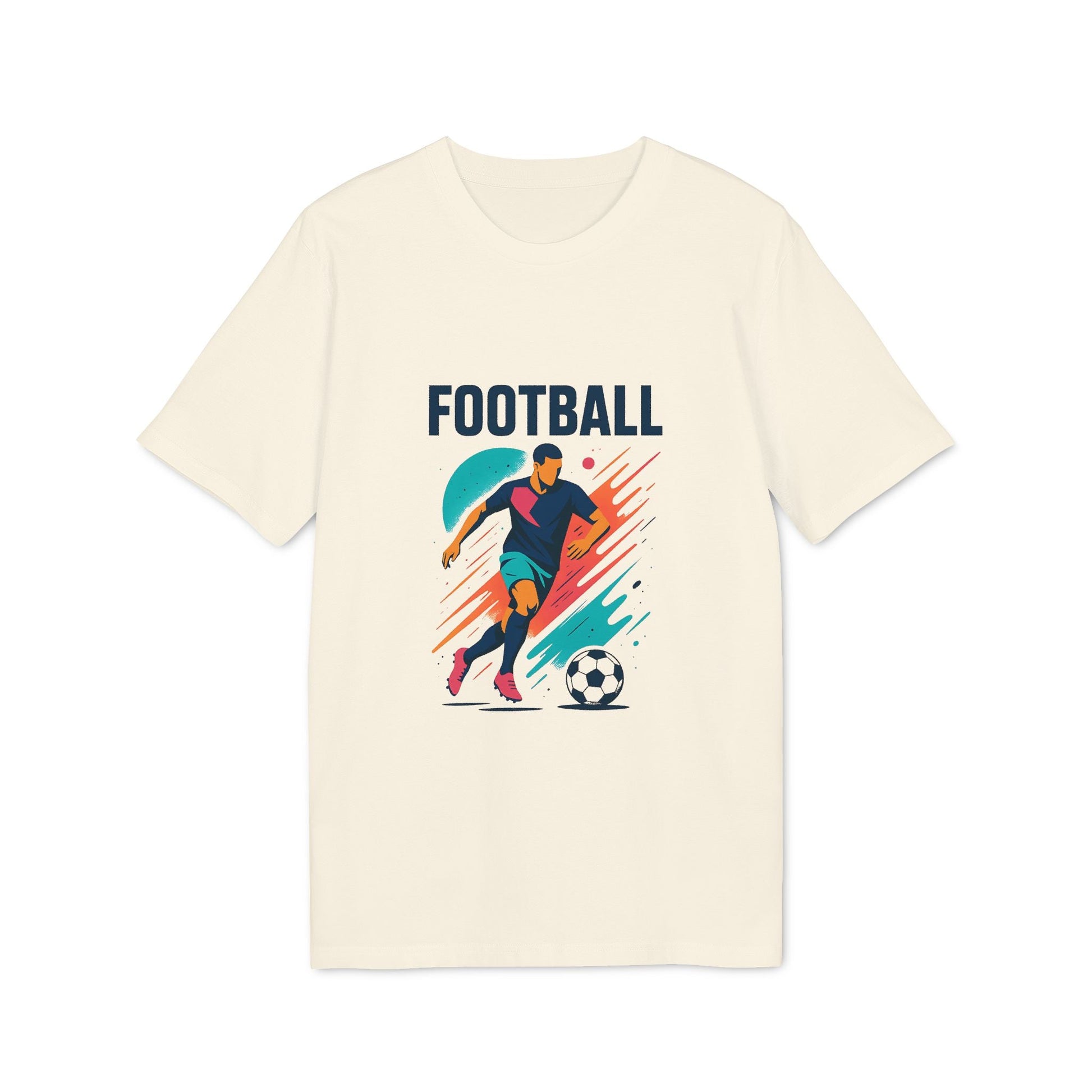 Football Football Lovers And Players Camiseta Premium Unisex con gráfico de jugador de fútbol y balón, camiseta unisex color crema