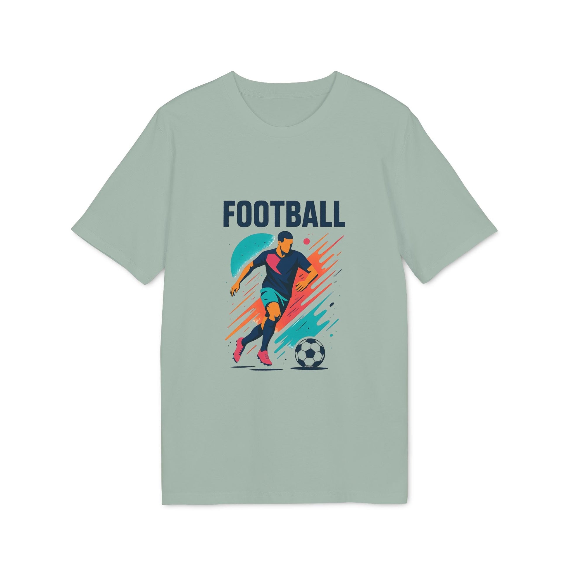 Alt Tag: Camiseta Premium Unisex Football Football Lovers And Players con gráfico de jugador de fútbol y balón de fútbol, camiseta premium unisex