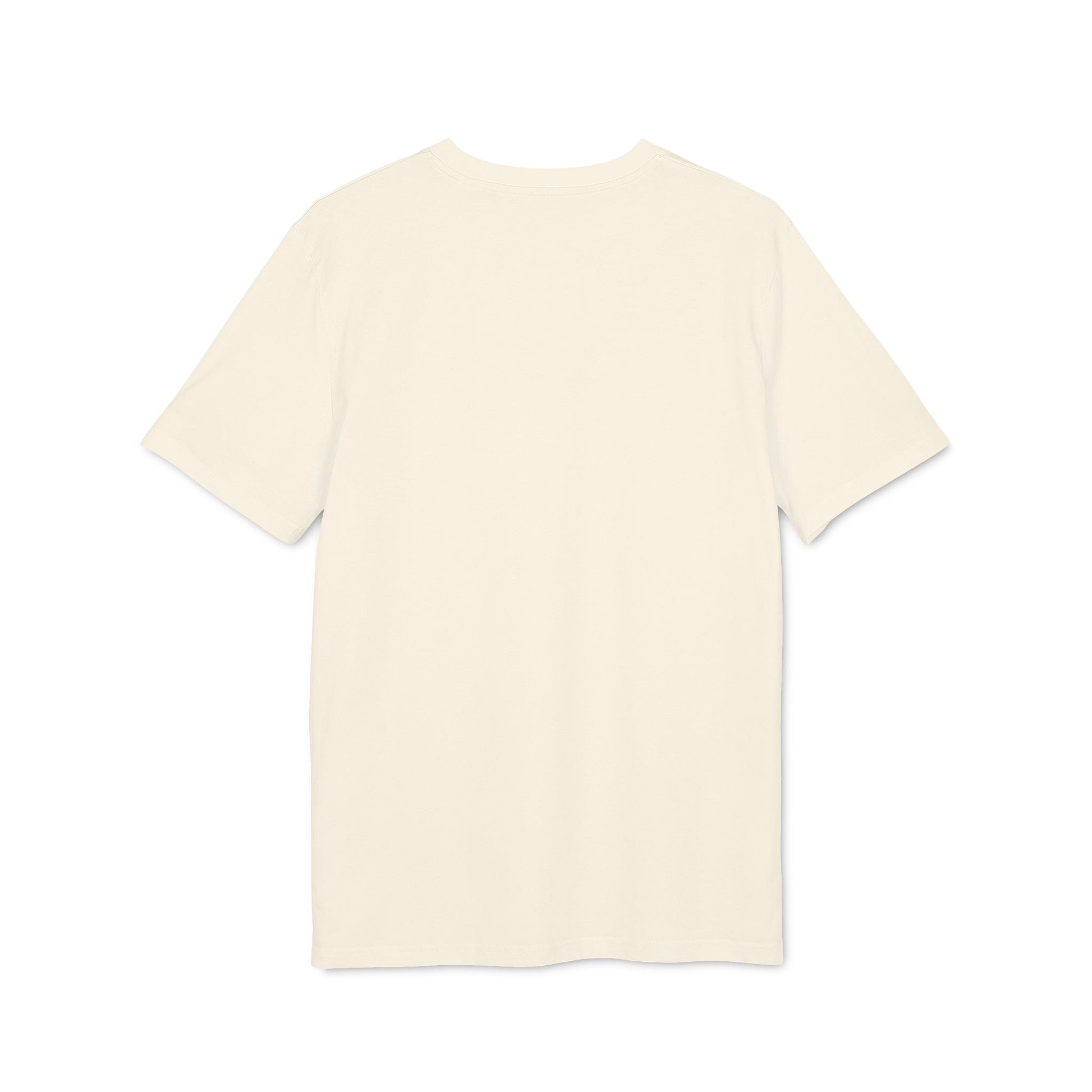 Alt Tag: Camiseta Premium Unisex de manga corta color crema para amantes y jugadores de fútbol, vista trasera