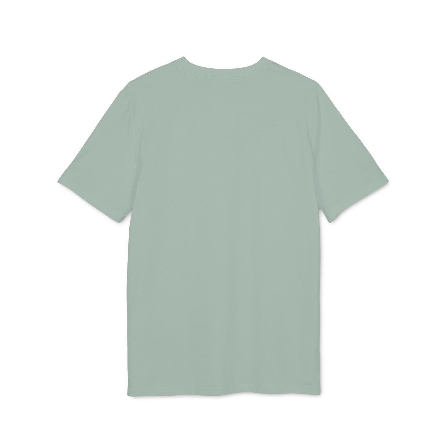 Alt Tag: Camiseta Premium Unisex para amantes y jugadores de fútbol en color verde salvia, vista frontal, camiseta básica de manga corta