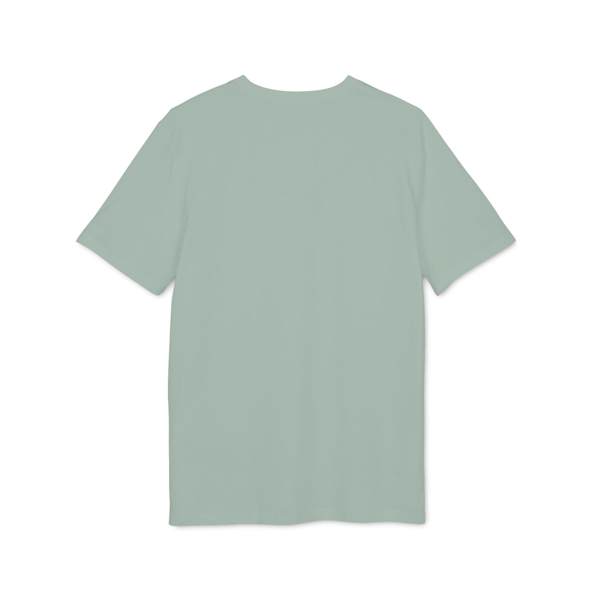 Alt Tag: Camiseta Premium Unisex para amantes y jugadores de fútbol en color verde salvia, vista frontal, camiseta básica de manga corta