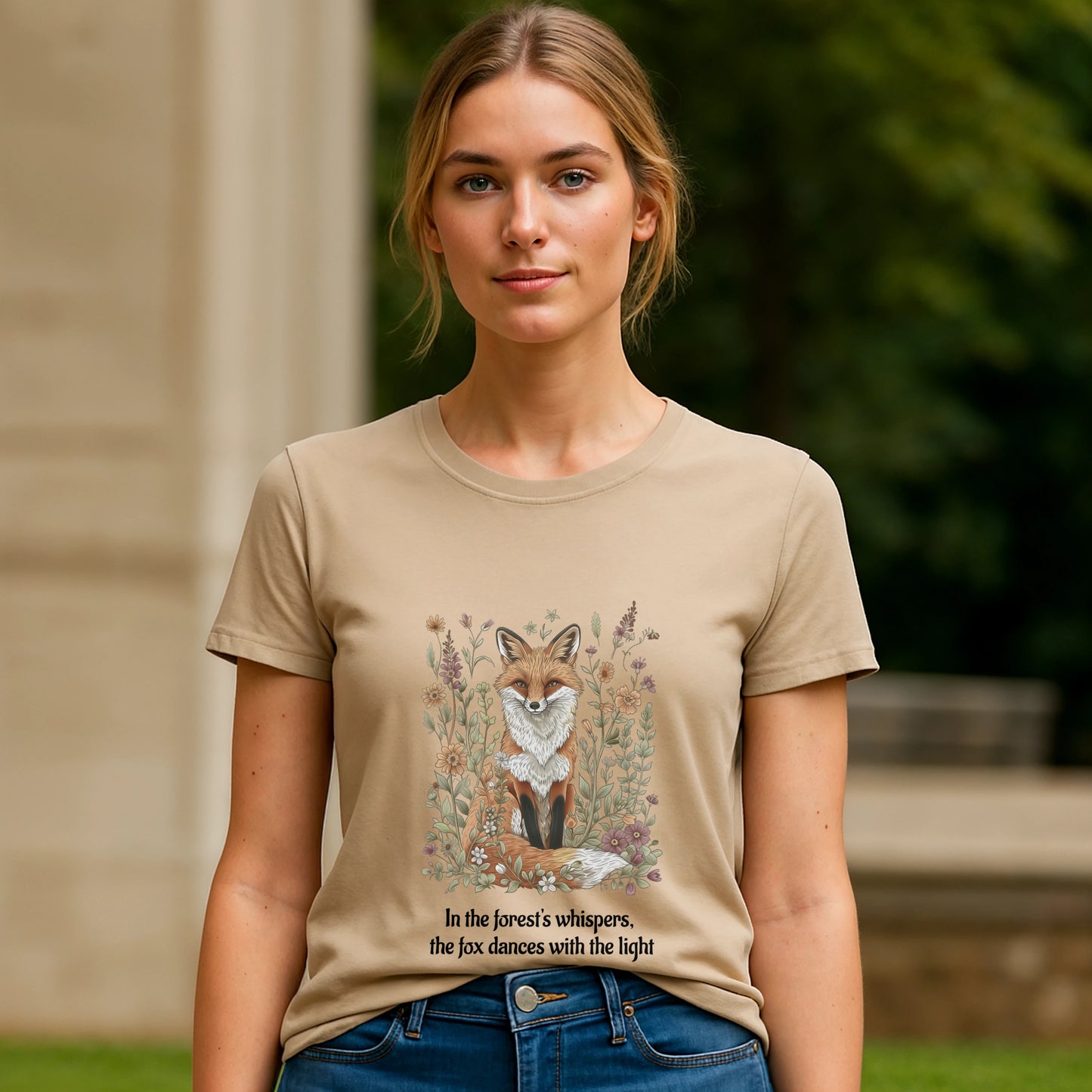 Fox Spirit Whisper 100% Organic Cotton T-Shirt for Nature Lovers and Free Souls