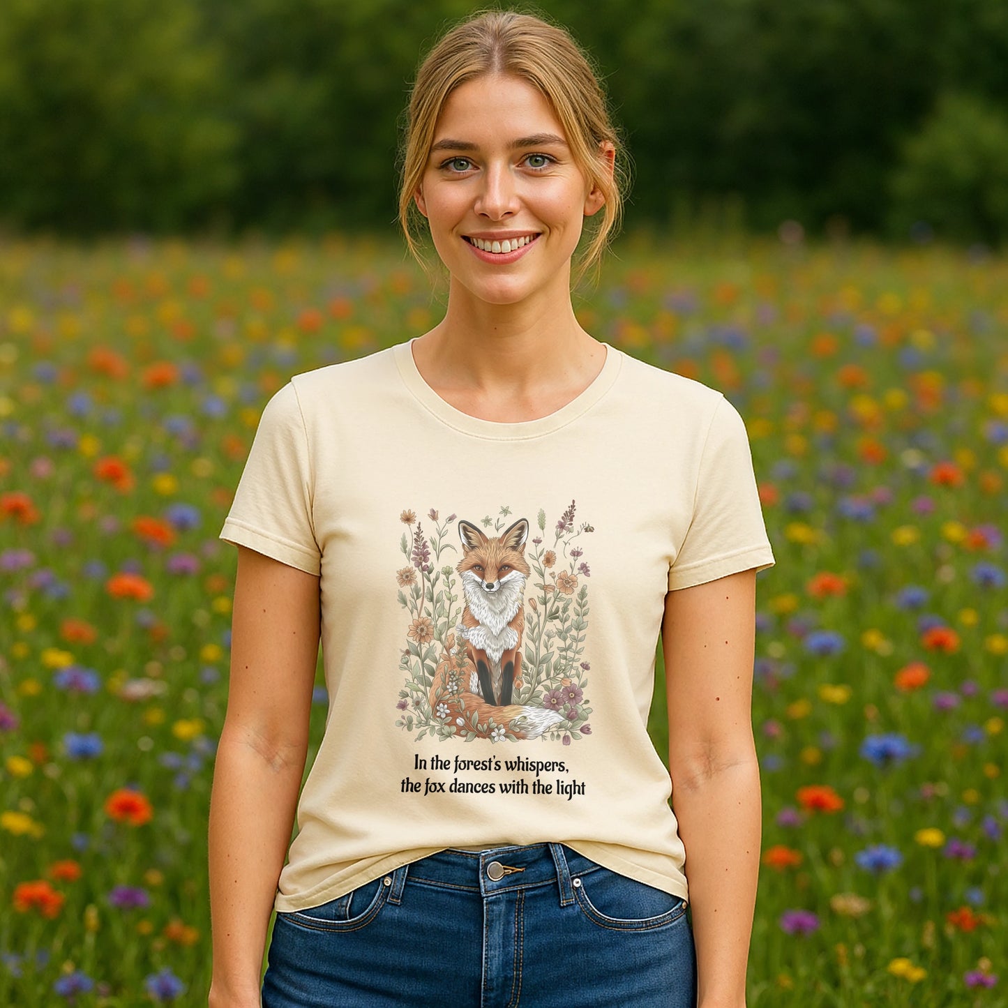 Fox Spirit Whisper 100% Organic Cotton T-Shirt for Nature Lovers and Free Souls
