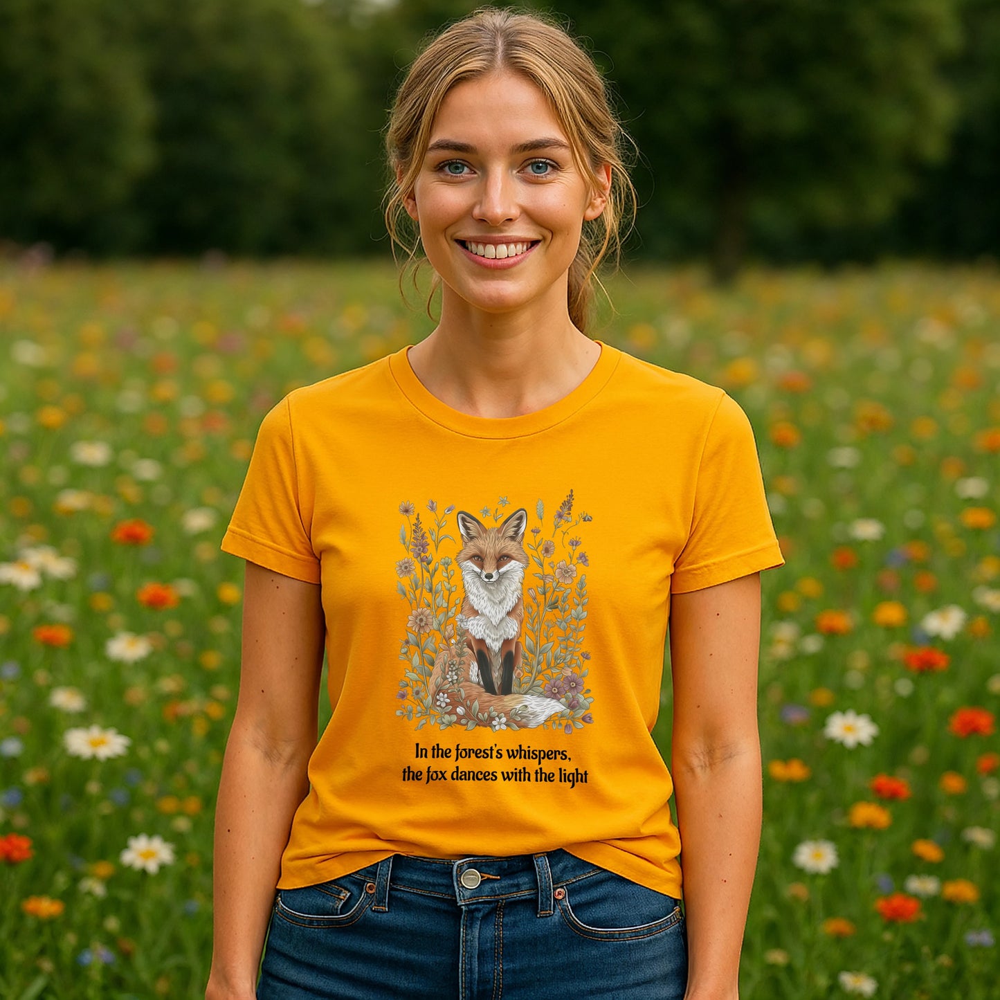 Fox Spirit Whisper 100% Organic Cotton T-Shirt for Nature Lovers and Free Souls