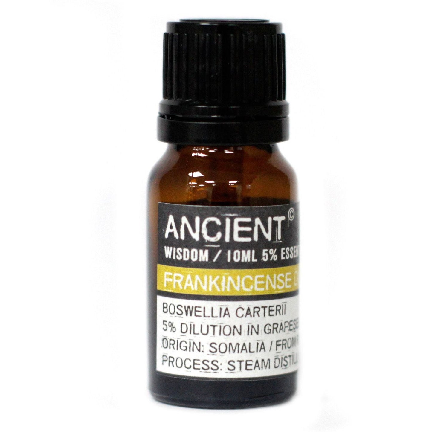 Frankincense Essential Oil – 10ML, 5% Dilution en botella ámbar, diluido al 5% en aceite de semilla de uva, Ancient Wisdom
