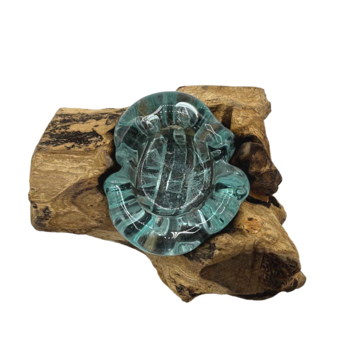 Gamal Root Molten Glass Candle Holder – 14x17x9 CM, handgjord ljushållare i smält glas på gamalrot