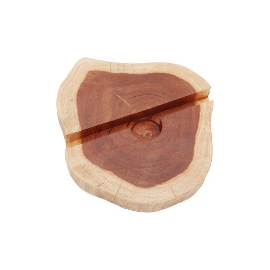 Alt Tag: Gamal Wood Phone Holder – Large, Natural, carved wood phone stand with slot, rustic natural finish, 14x2.5 cm