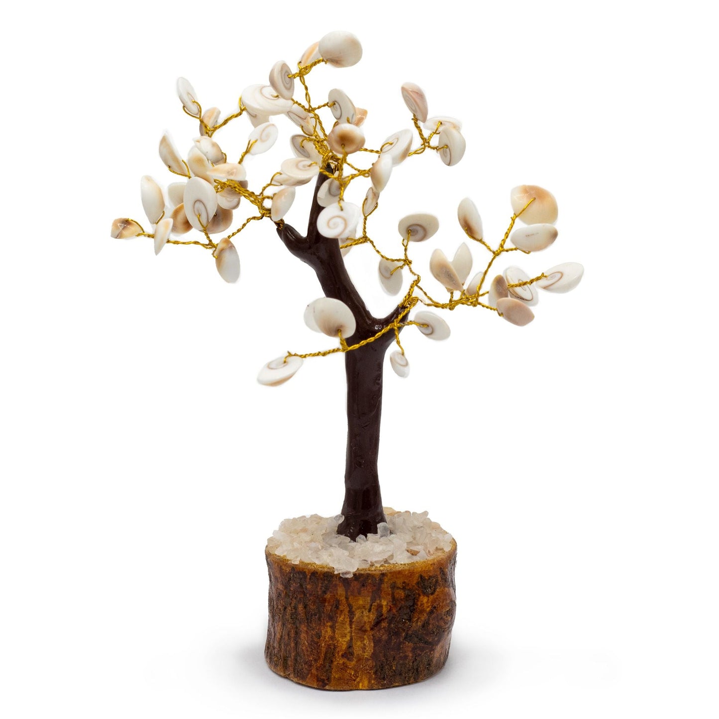 Gemstone Gomati Chakra Stone Tree – 60 Stones, árbol decorativo artesanal con 60 piedras de Gomati Chakra en base de madera