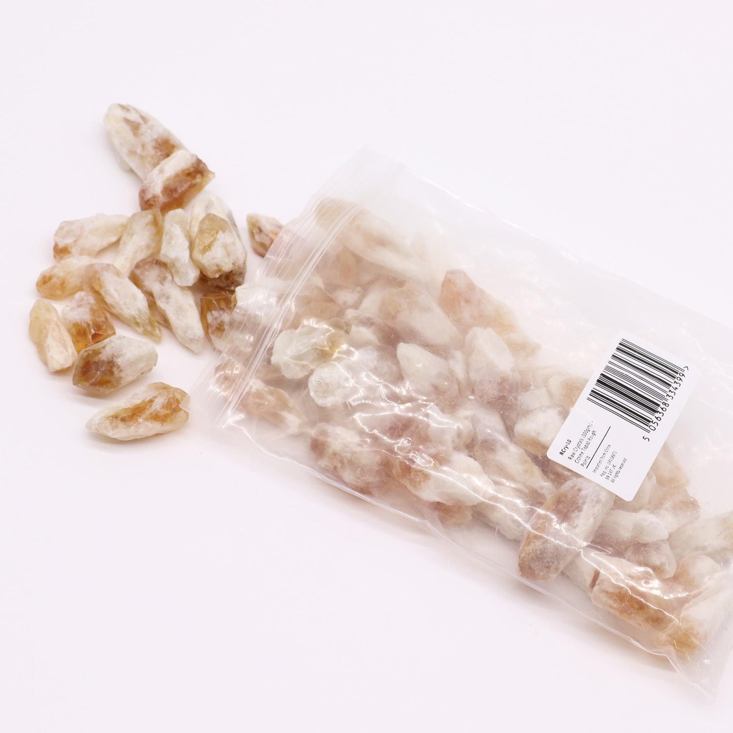 Alt Tag: Puntas de cristal en bruto de piedras preciosas – Topacio citrino, 500G de puntas de cristal de topacio citrino en bruto en bolsa transparente con piezas sueltas