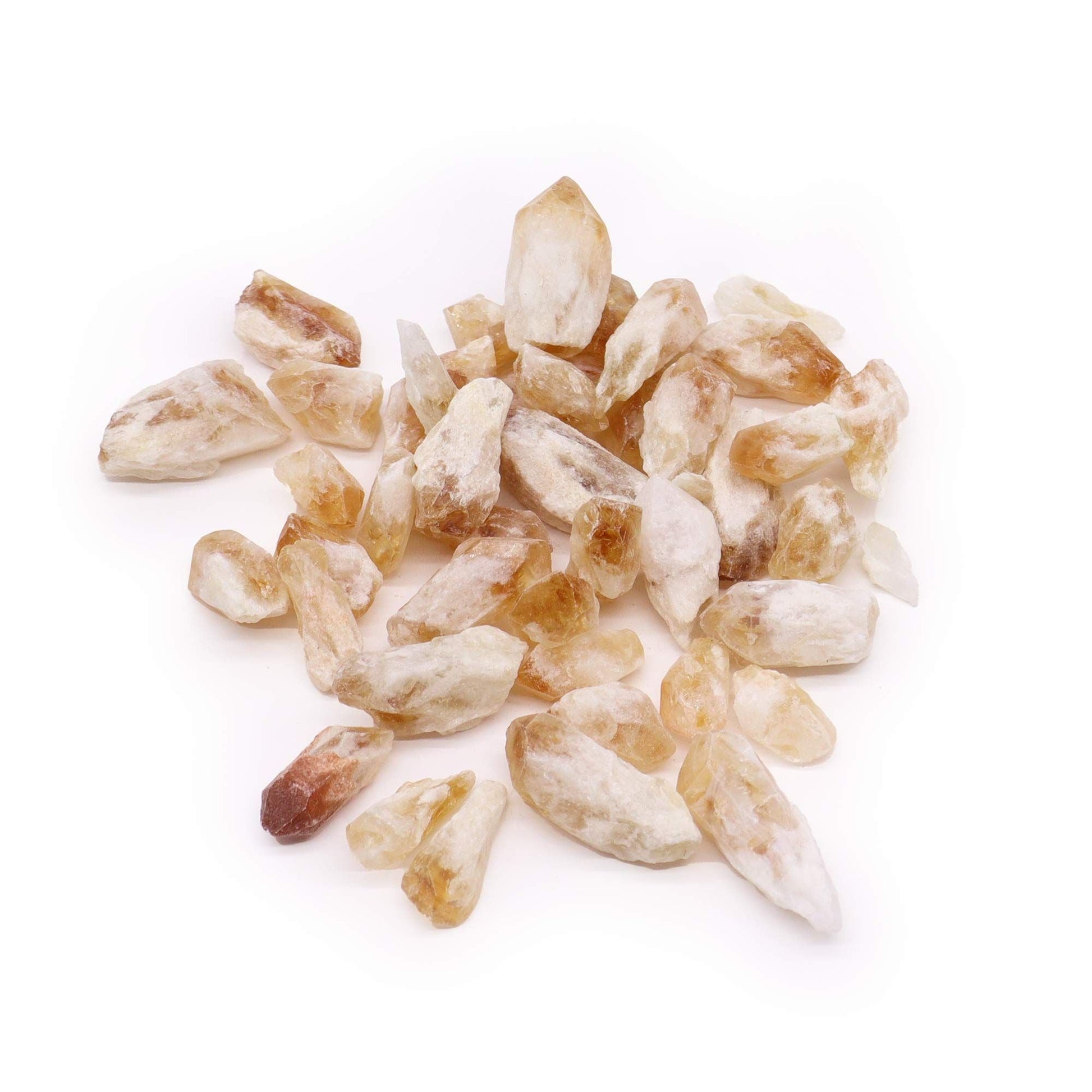 Puntas de cristal en bruto de gemas – Topacio citrino, 500G de puntas de cristal en bruto, piedras naturales en bruto amarillo-anaranjadas sobre fondo blanco