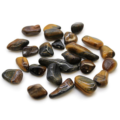 Alt Tag: Gemstone Tumble Stones – 24 Variegated Tiger’s Eye polished tiger’s eye stones, variegated brown-gold tones, South Africa