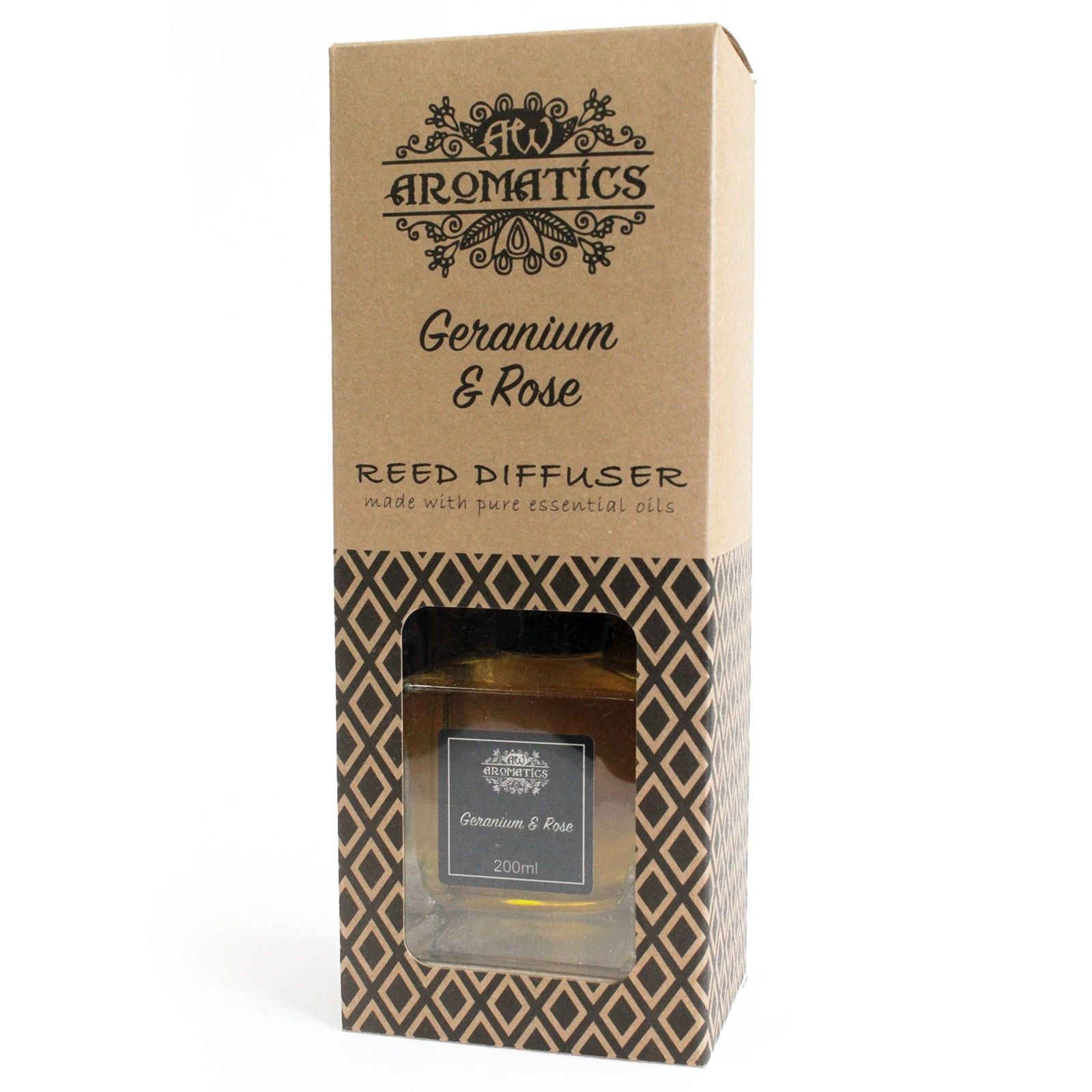 Geranium- & Rosen-Essenzialöl-Raumduft mit Duftstäbchen – 200ML in Geschenkbox, Aromatics Geranium- und Rosen-Raumduft mit Duftstäbchen 200ml