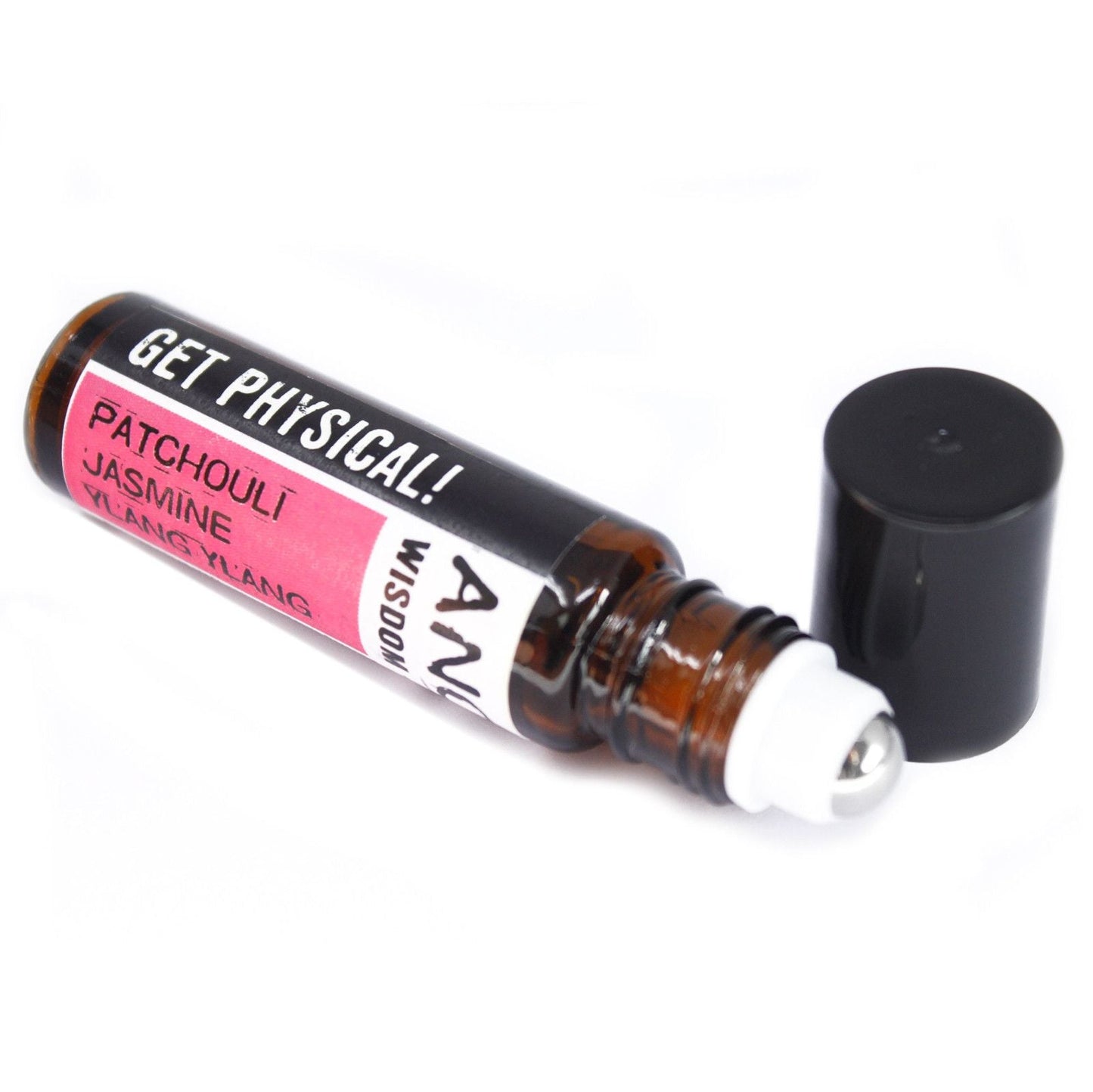 Alt Tag: Get Physical Essential Oil Roll-On – 10ML botella roll-on de aceites esenciales naturales con tapa, aroma patchouli y jazmín
