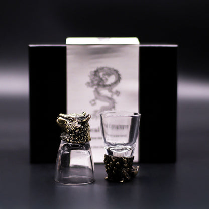 Presentset med 6 shotglas (50 ML) – Wild Forest Creatures – antik brons, shotglas med djurhållare i antik brons med skogsmotiv