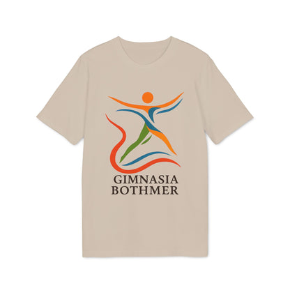 Alt Tag: Gimnasia Bothmer Organica 100% Organic Cotton T-Shirt beige with Gimnasia Bothmer logo graphic on front