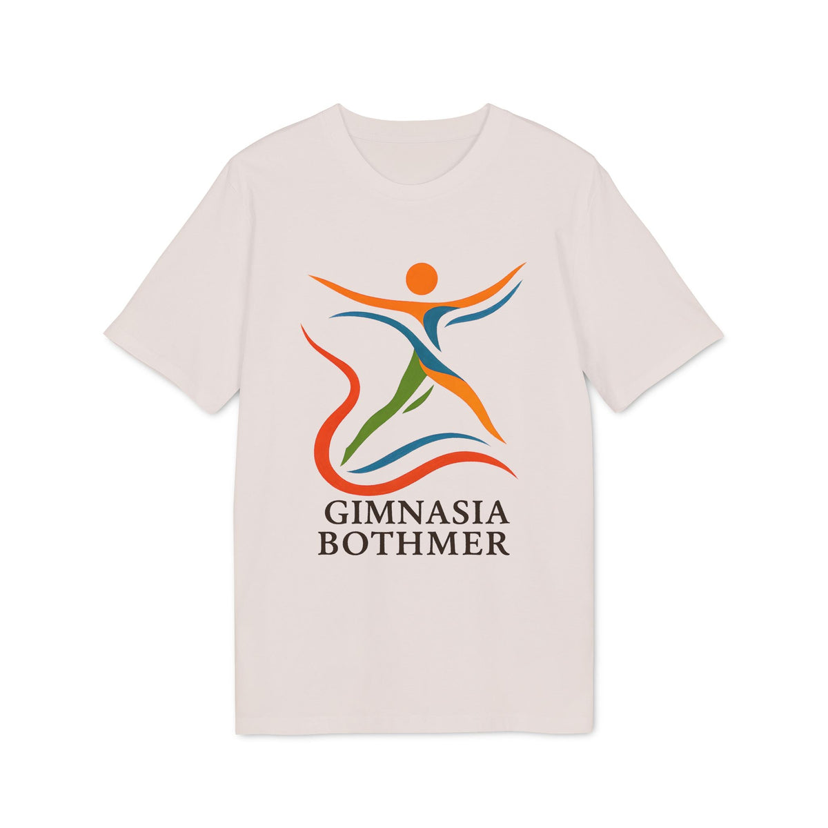 Gimnasia Bothmer Organica 100% Organic Cotton T-Shirt blanca con logo Gimnasia Bothmer y figura en colores en el frente