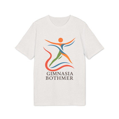 Alt Tag: Gimnasia Bothmer Organica 100% Organic Cotton T-Shirt blanca con logo Gimnasia Bothmer multicolor al frente