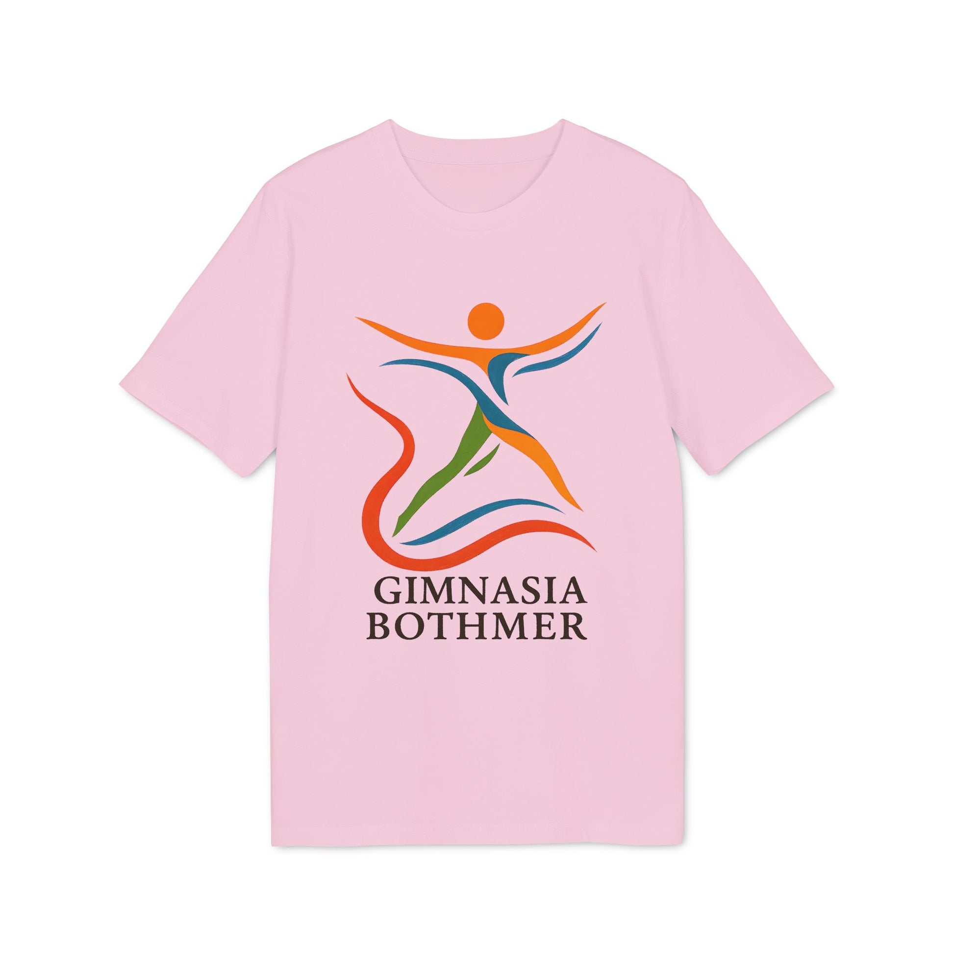 Gimnasia Bothmer Organica 100% Organic Cotton T-Shirt pink crew neck tee with colorful Gimnasia Bothmer logo graphic