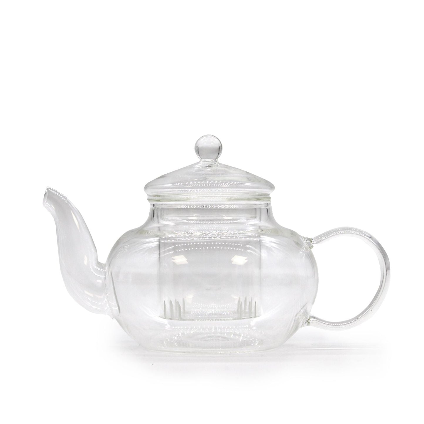 Alt Tag: Glass Infuser Teapot - Round Pearl - 400ml clear borosilicate glass teapot with lid and removable fine-mesh infuser