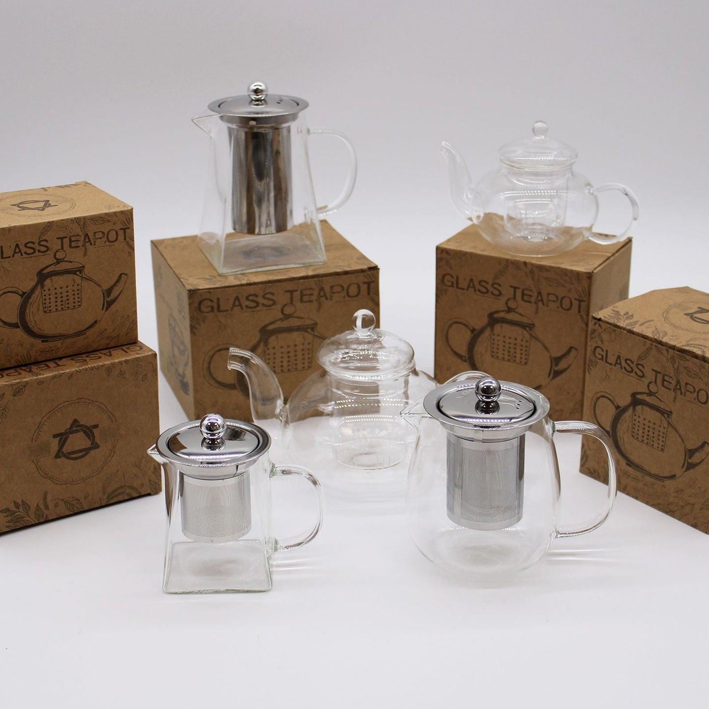 Glass Infuser Teapot – Round Pearl – 800 ML borosilicate glass teapot with stainless steel infuser and pearl-style handle, 800 ml
