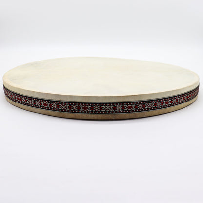 Goatskin Ocean Drum – 45CM Sound Harmonizer, tambor oceánico de piel de cabra 45 cm con borde decorativo, vista lateral