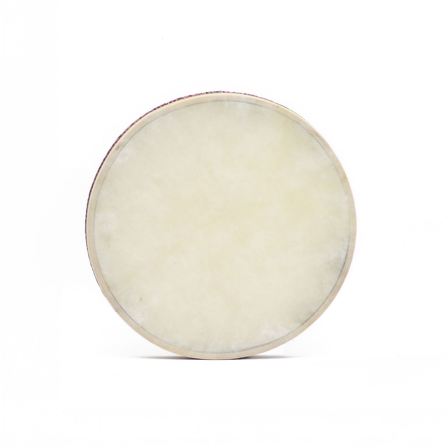 Goatskin Shamanic Ocean Drum – 35CM, vista frontal del tambor artesanal de piel de cabra con marco redondo