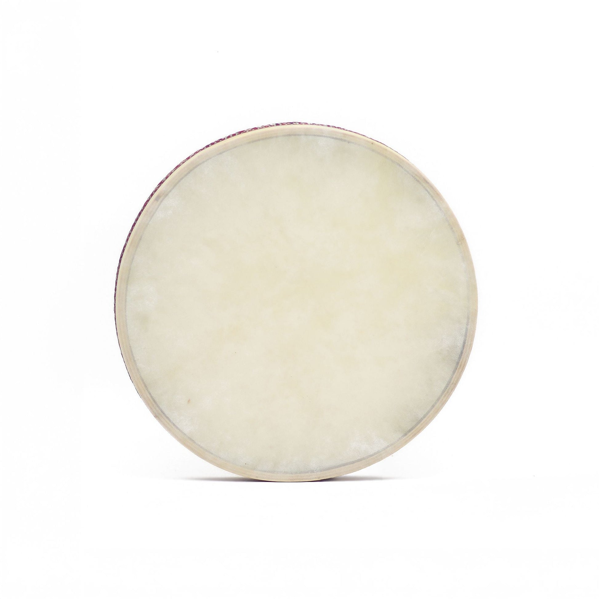 Goatskin Shamanic Ocean Drum – 35CM, vista frontal del tambor artesanal de piel de cabra con marco redondo