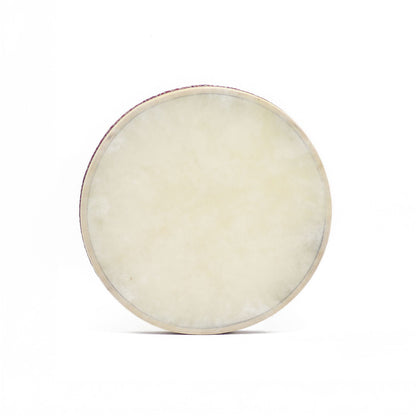 Goatskin Shamanic Ocean Drum – 35CM, vista frontal del tambor artesanal de piel de cabra con marco redondo